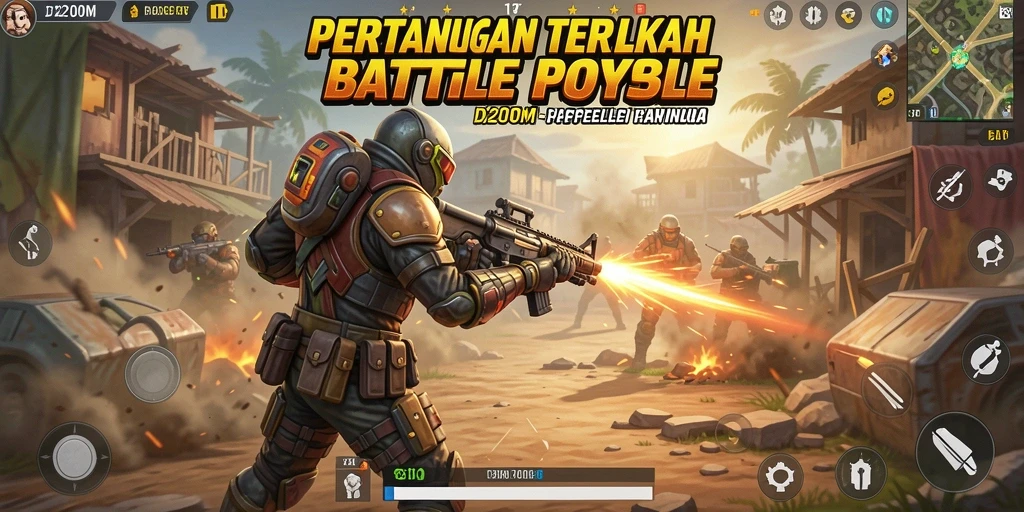Gameplay mendebarkan dari game Battle Royale D200M.