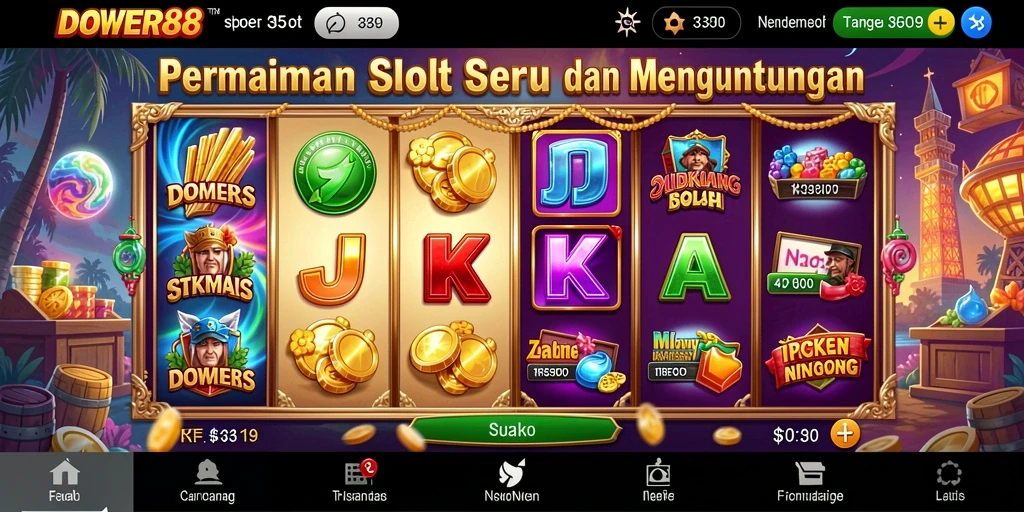 Tampilan gameplay Slot dari DOWER88 yang menarik dan penuh warna.