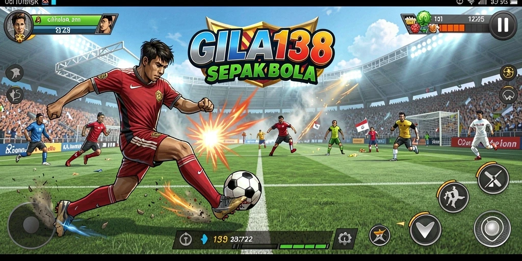 Screenshot menampilkan aksi seru dalam pertandingan sepak bola.