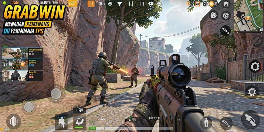 Gameplay seru di GRABWIN dengan aksi TPS yang mendebarkan.