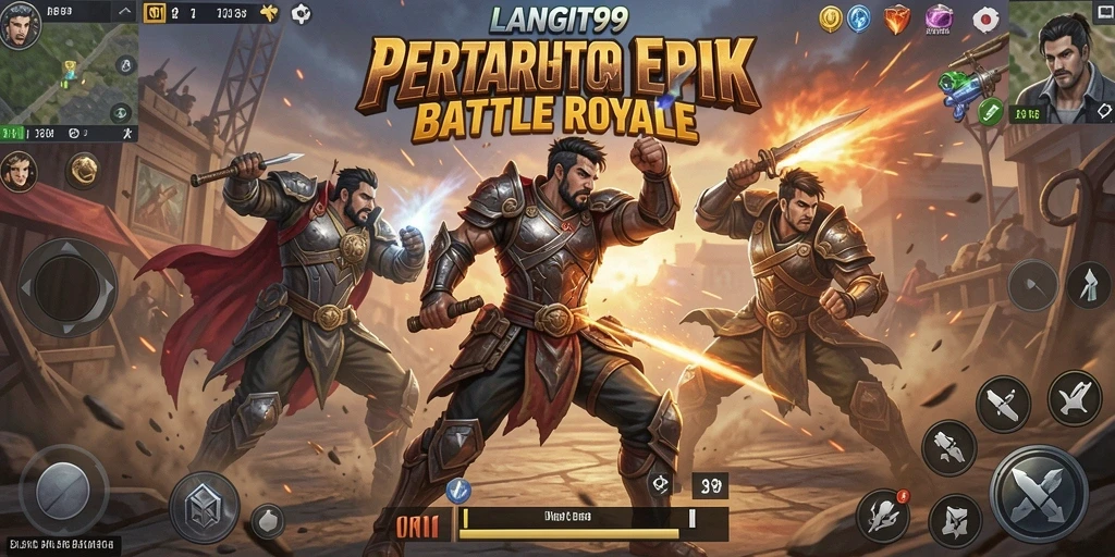 Screenshot LANGIT99 menampilkan aksi intense dalam pertarungan Battle Royale.