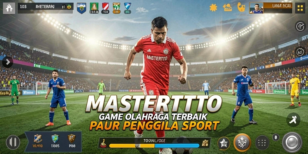 Screenshot utama MASTERTOTO menampilkan aksi pertandingan olahraga yang intens.