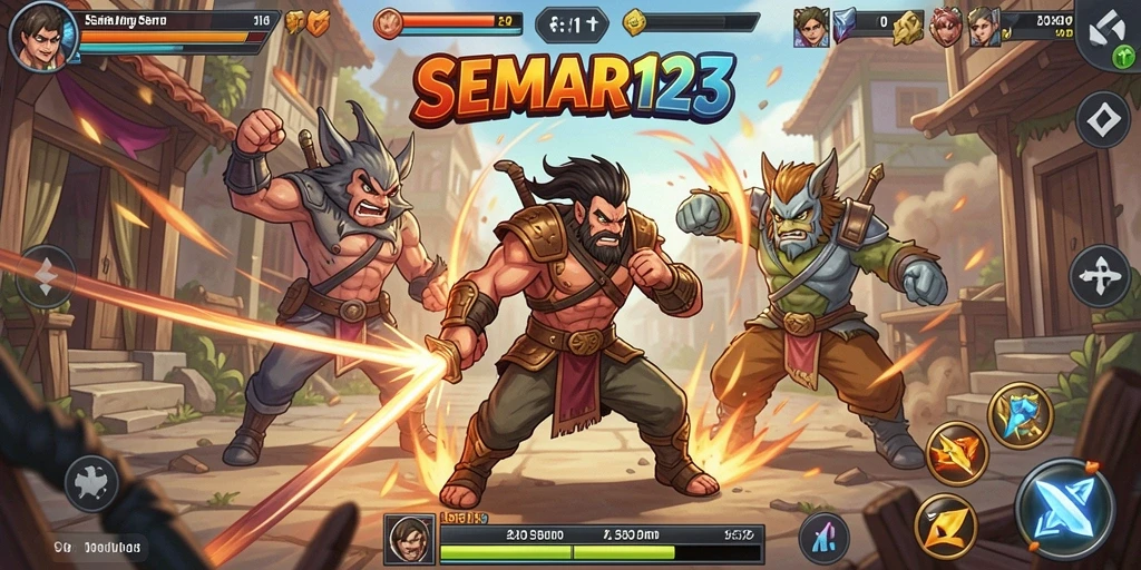 Tampilan gameplay SEMAR123 dengan aksi pertarungan yang seru.