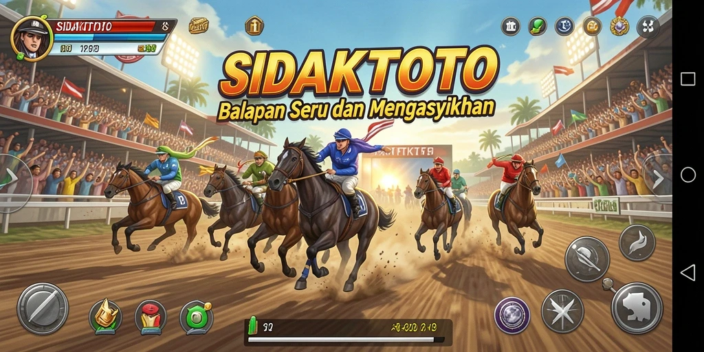 Screenshot gameplay <strong>SIDAKTOTO</strong> menunjukkan balapan yang penuh aksi.