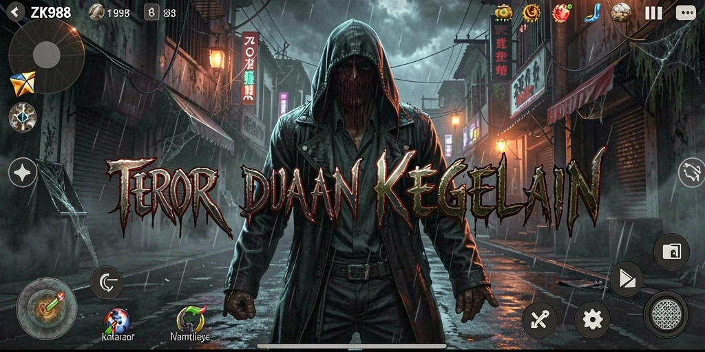 Gameplay seram ZK988 dengan suasana gelap penuh misteri.